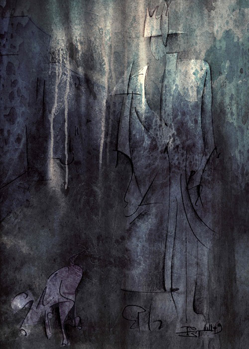 L'homme et le chien au clair de lune